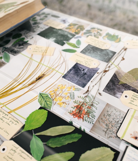 Close up of the exhibition display cabinets in Rau Whārangi